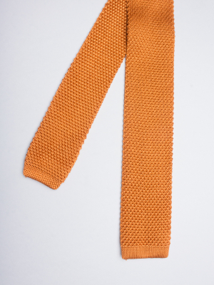 Mustard knitted silk tie