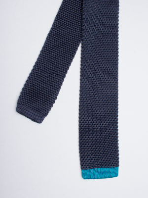 Cravate bleu nuit en tricot de soie