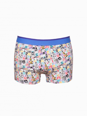 Trunks with multicolor letters print