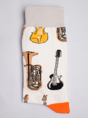 Socks with musical instrument pattern