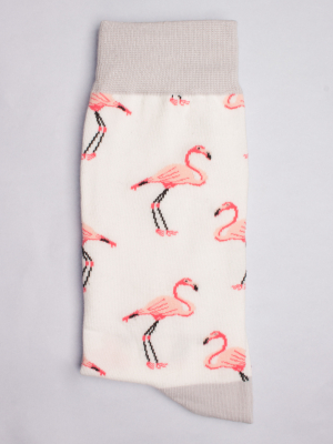 Socks with flamingo pattern