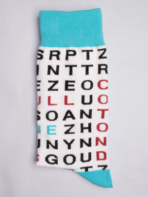 Socks with wordsearch puzzle pattern