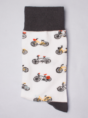 Socks with bike pattern and grey inner lining