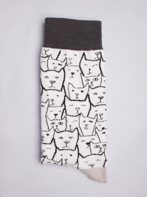 Socks with cat and dog pattern