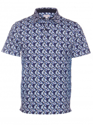 Regular fit blue triangle print polo