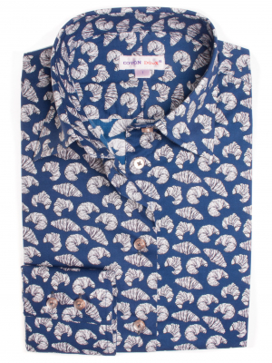 Women's fitted shirt with croissant print