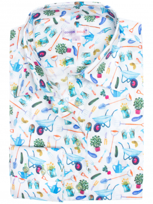 Women's fitted shirt with garden pattern