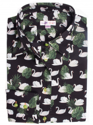 Women's fitted shirt with swan print