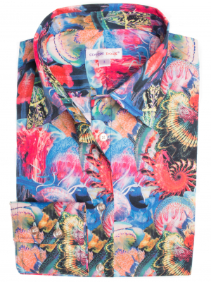 Women's fitted shirt with jellyfish print