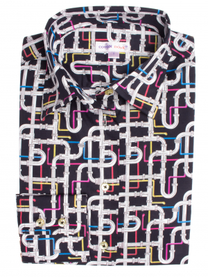 Women's fitted shirt with pipe print