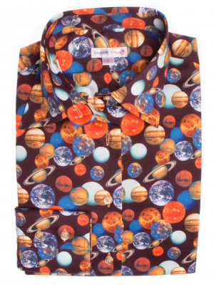 Women's fitted shirt with planet print