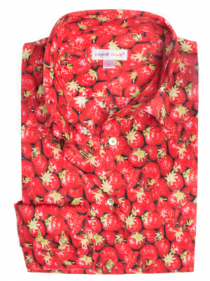Women's fitted shirt with strawberry print
