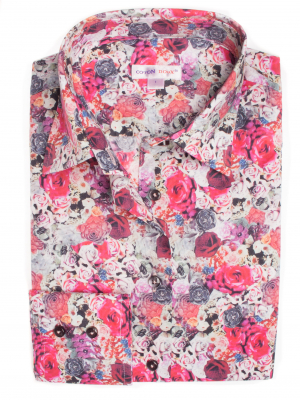 Women's fitted shirt with rose print