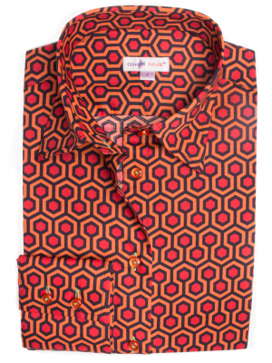 Women's fitted shirt with geometrical patterns