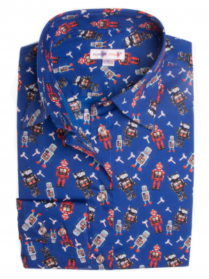 Women's fitted shirt with robot print