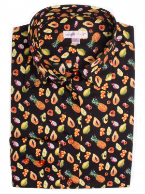 Women's fitted shirt with fruit print