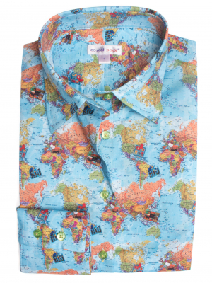 Women's fitted shirt with map print