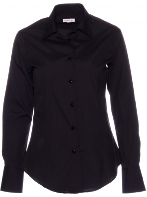 Women's plain black poplin fitted shirt