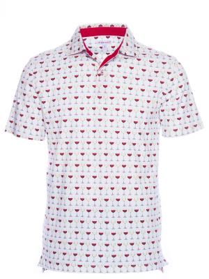 Regular fit polo with wine glass print