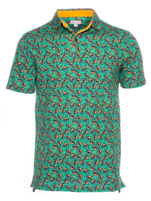 Regular fit polo with peacock feather print