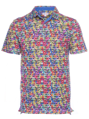 Regular fit polo with multicolored door print