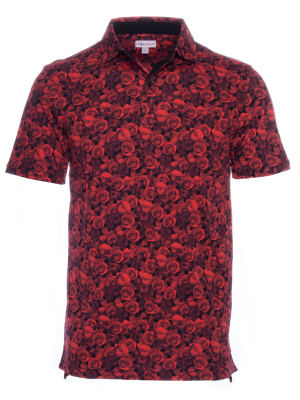 Regular fit polo with rose print