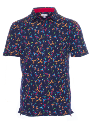 Regular fit polo with parrot print