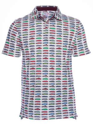 Regular fit polo with vintage car print