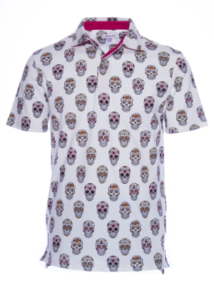 Regular fit polo with mexican skull print