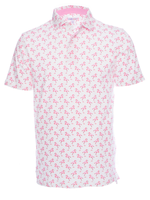 Regular fit polo with flamingo print