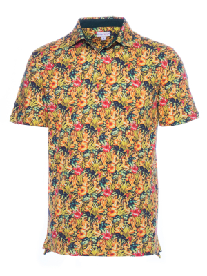 Regular fit polo with tropical pin-up print