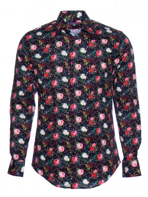 Men's regular shirt with rose print