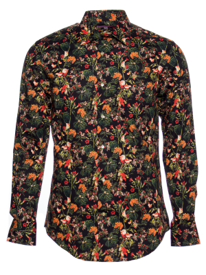 Men's regular shirt with fall flora print