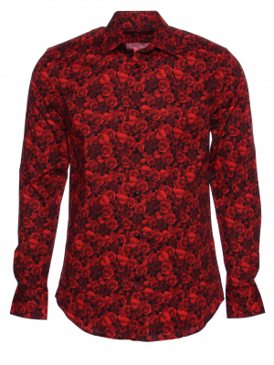 Men's regular shirt with red roses print