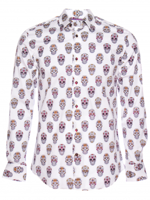 Men's regular shirt with Mexican skull print
