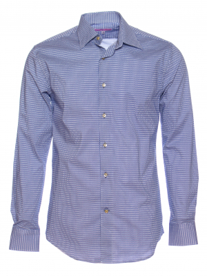 Men's regular shirt with blue geometrical print