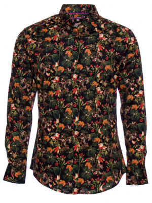Men's slim fit shirt with fall flora print