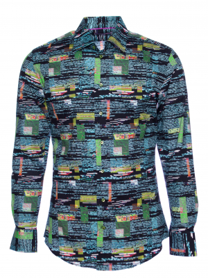 Men's slim fit shirt with code print