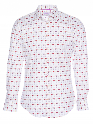 Men's slim fit shirt with wine glasses print