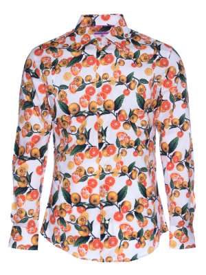 Men's slim fit shirt with orange tree print