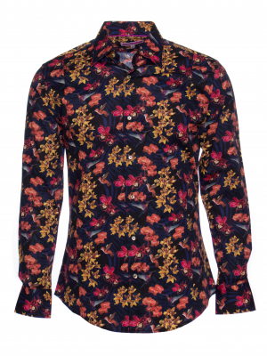 Men's slim fit shirt with orchid print