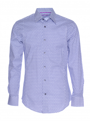 Men's slim fit shirt with dot and wave print