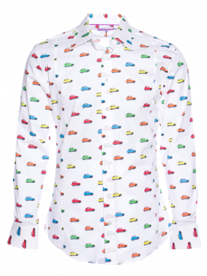 Men's slim fit shirt with small vintage car print