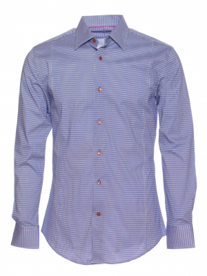 Men's slim fit shirt with blue geometrical print