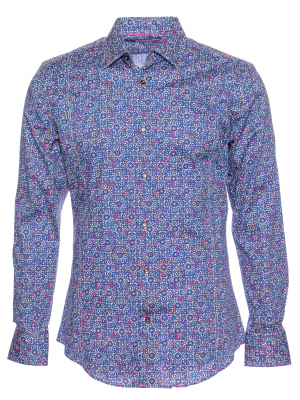 Men's slim fit shirt with rosette print