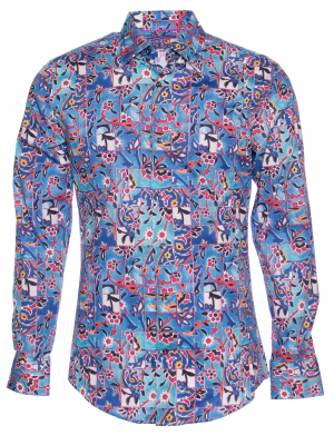 Men's slim fit shirt with azulejos print