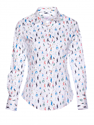 Women's fitted shirt with dancer print