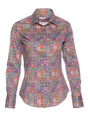 Women's fitted shirt with frame print