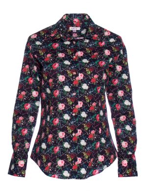 Women's fitted shirt with rose print
