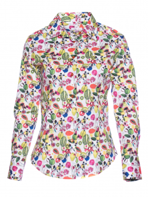 Women's fitted shirt with fruit print